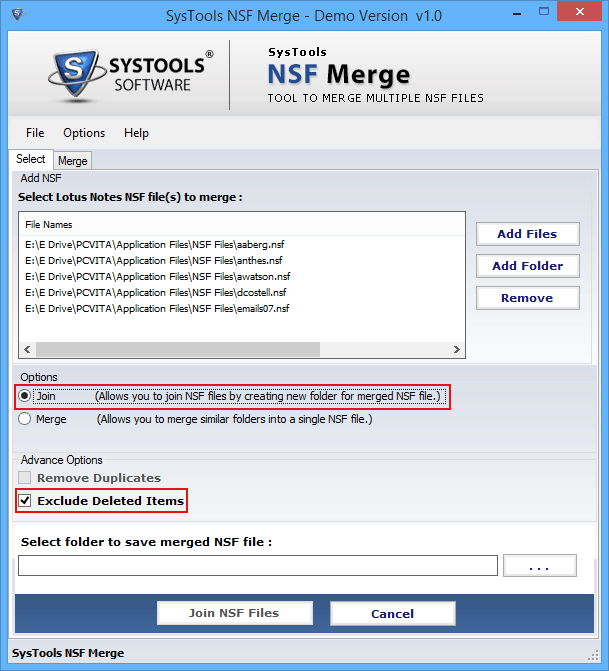 Join NSF files